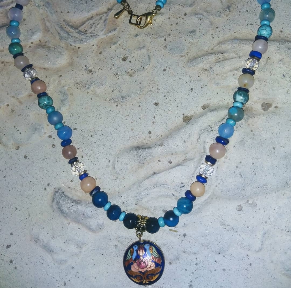 Cloisonné Multi-gem Necklace